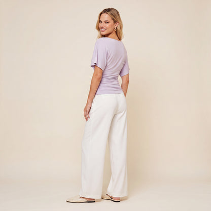 Everyday Ruched Boatneck Batwing Top