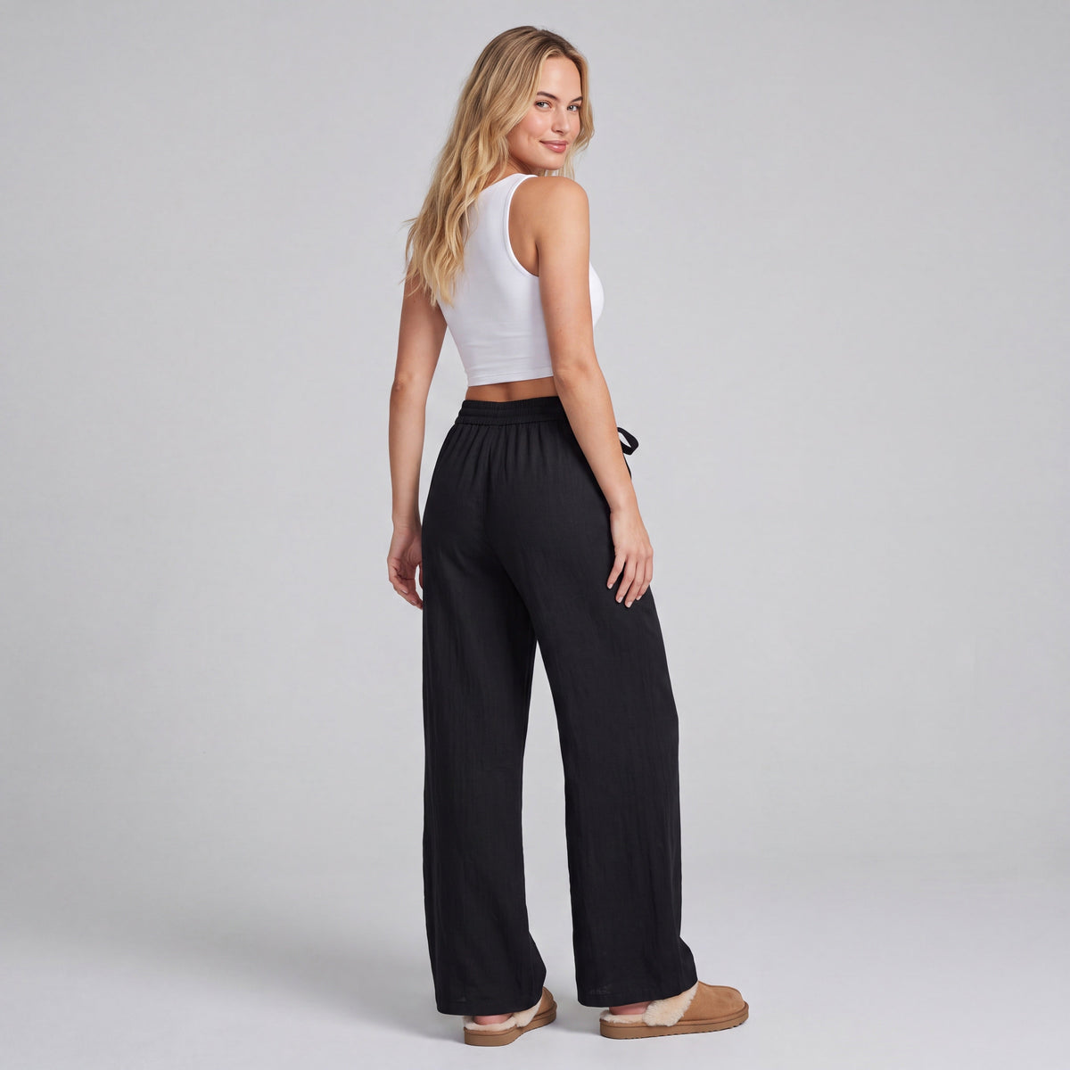 LinenBreeze Wide-Leg Drawstring Pants