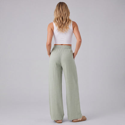 LinenBreeze Wide-Leg Drawstring Pants