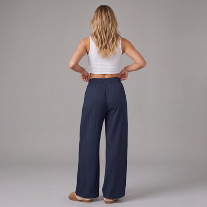 LinenBreeze Wide-Leg Drawstring Pants