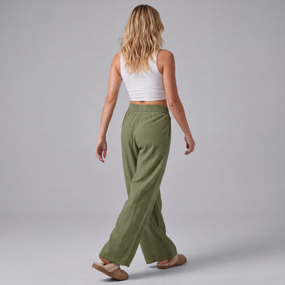 LinenBreeze Wide-Leg Drawstring Pants