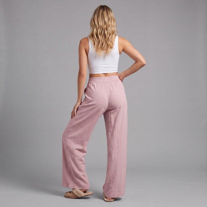 LinenBreeze Wide-Leg Drawstring Pants