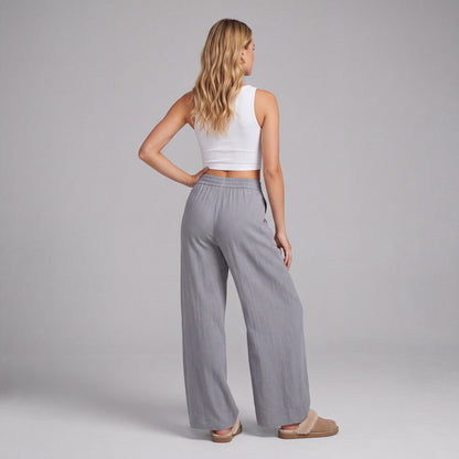LinenBreeze Wide-Leg Drawstring Pants