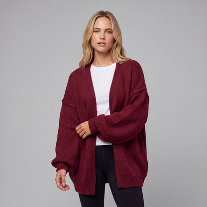 Oversized Lantern Sleeve Open Front Cardigan