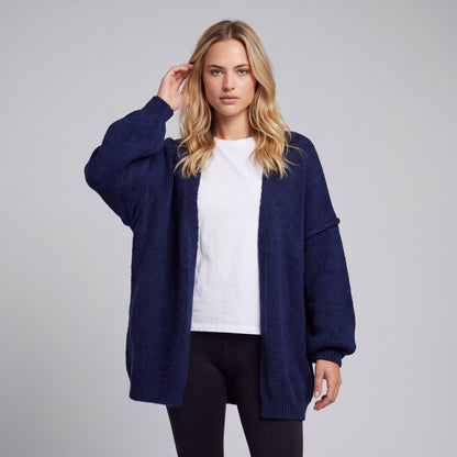 Oversized Lantern Sleeve Open Front Cardigan