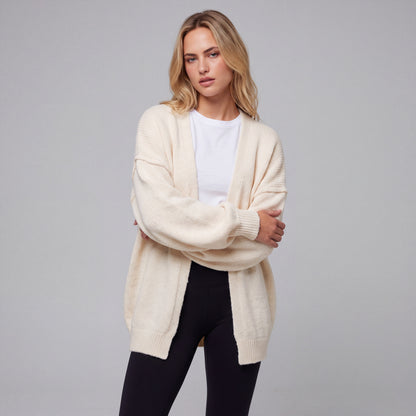 Oversized Lantern Sleeve Open Front Cardigan